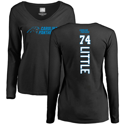 Carolina Panthers Black Women Greg Little Backer Slim Fit NFL Football #74 Long Sleeve T Shirt